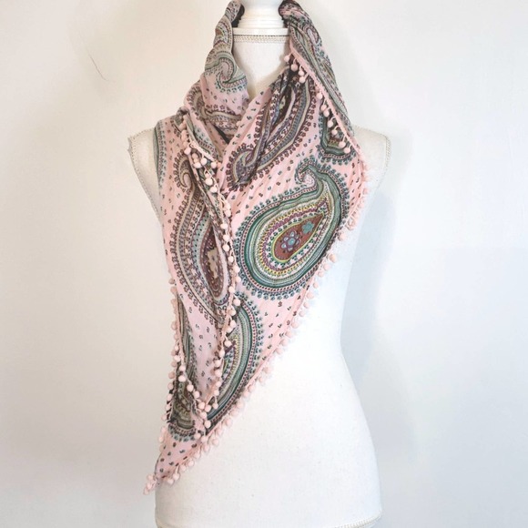 Betseyville by Betsey Johnson Accessories - Betseyville women's Pom-pom Embellished Paisley Scarf